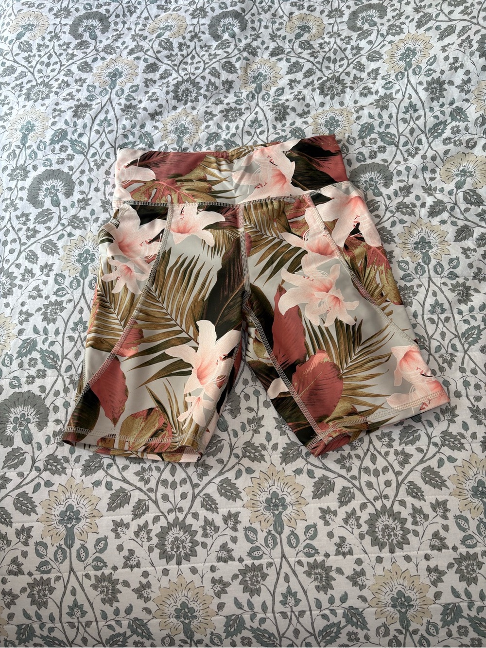 Old Navy Tropical Print High-Rise Athletic Shorts in Pink and Green